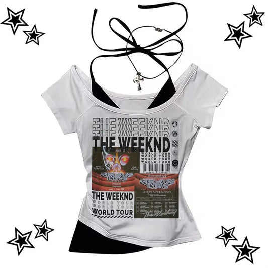 the Weeknd shirt women streetwear anime Colorful Vintage University tshirt kawaii streetwear Y2k 2000s Vintage 80s