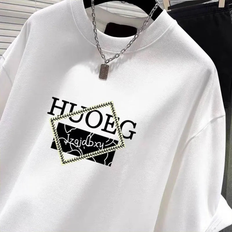 Women's Clothing European Style Pure Cotton Short Sleeve T-shirt Summer Casual Loose O-neck Printing Top Tee Lady Basic Pullover