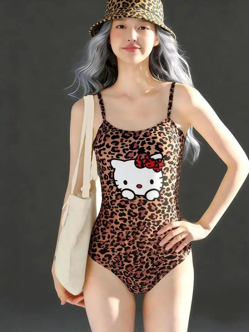 Sanrios Hello Kittys Swimsuit Creativity New Style Cartoon Beach Skirt Hot Selling Girls Ins Holiday Gifts Sweet Sling Backless