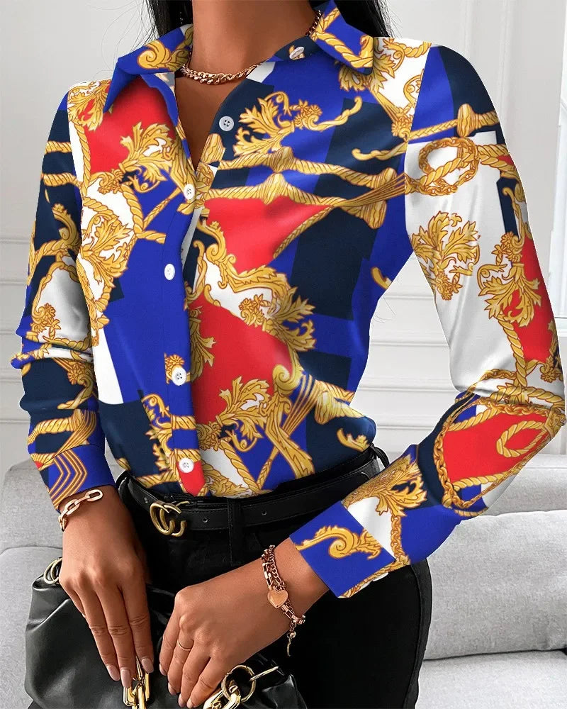 2026 Summer New Women's Long-sleeved Shirt, Single-breasted Printed Shirts Fashion Casual Tops Camisa Female Chemise S-XXL