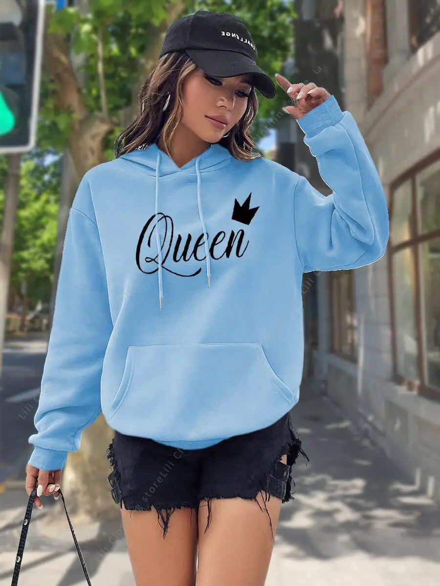 Women's Hoodie High quality Tops Fashion Aesthetic Sweatshirt Streetwear Y2k Clothes Women Pullover Hoodies Pink Light Blue