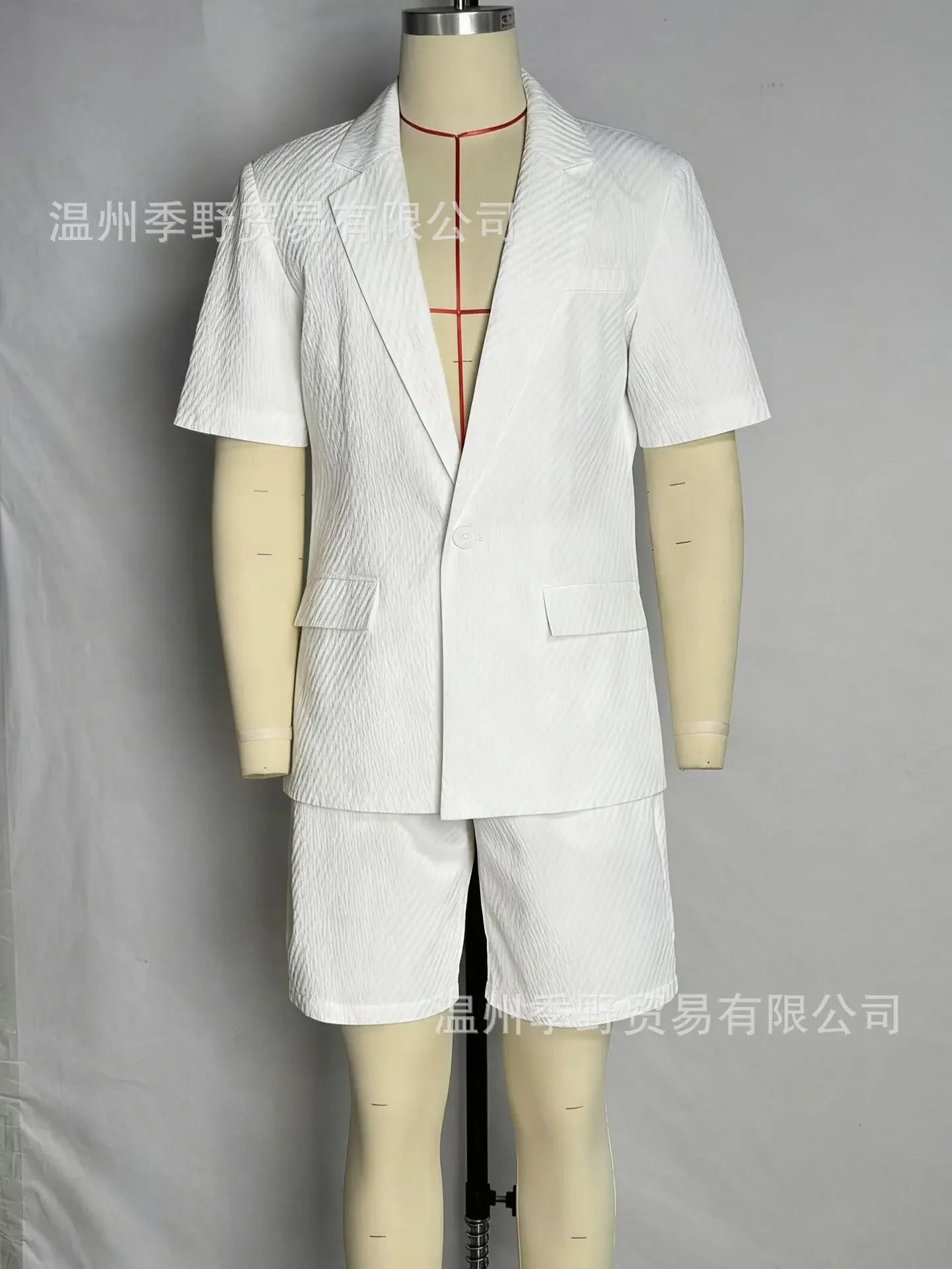 Men Suit Set Summer British Style Solid Color Short Sleeve Male Outfit Slim Breathable Business Wedding Man 2-piece Suit